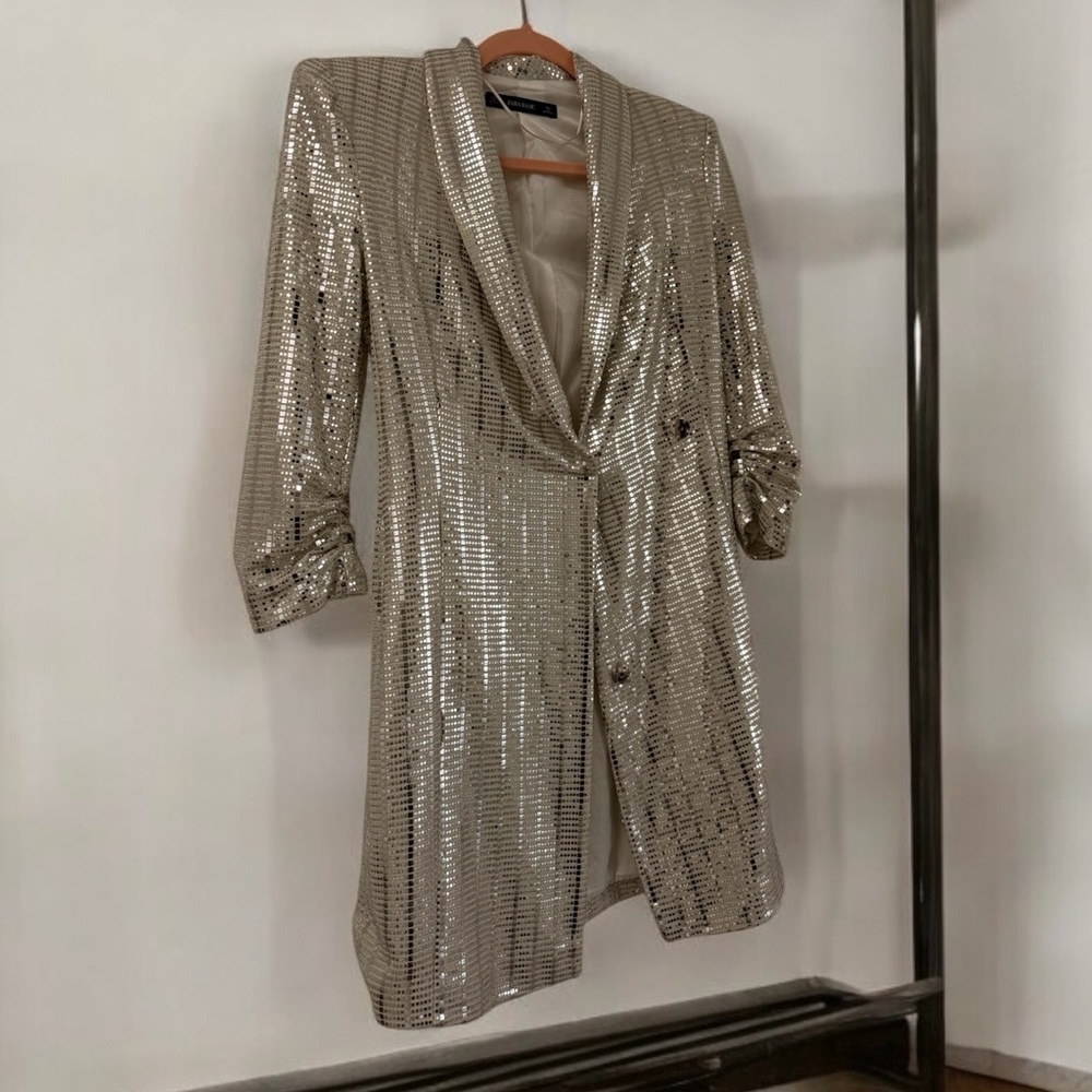 Silver Sequin Blazer Dress